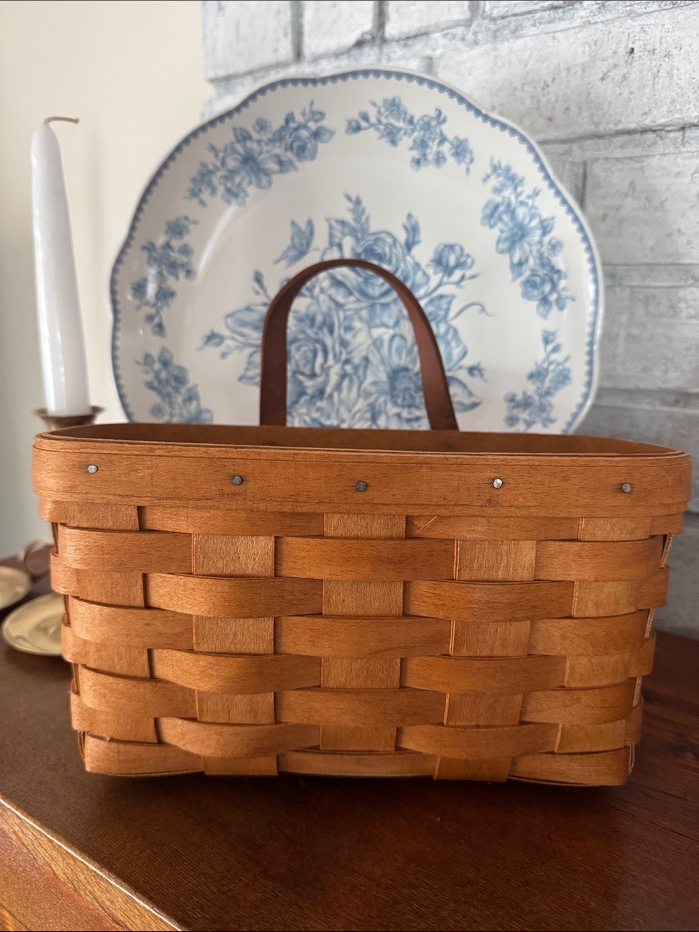 Longaberger Hanging Basket with Leather Handle